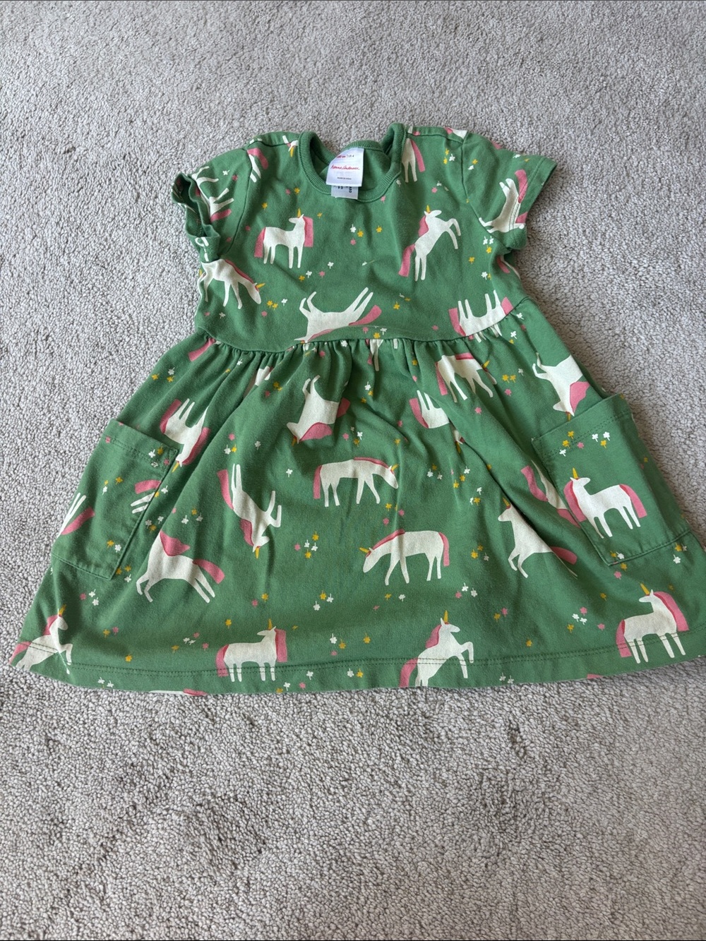 Green Unicorn Print Kids Dress - Hanna Andersson